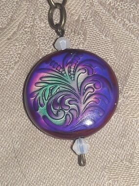 Mood Iridescent Purple Green Floral Pendant Necklace - Women Jewelry